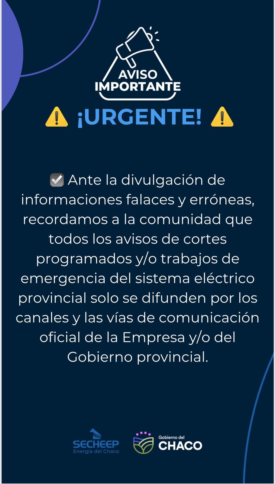img-Información de Secheep sobre cortes programados o trabajos de emergencia