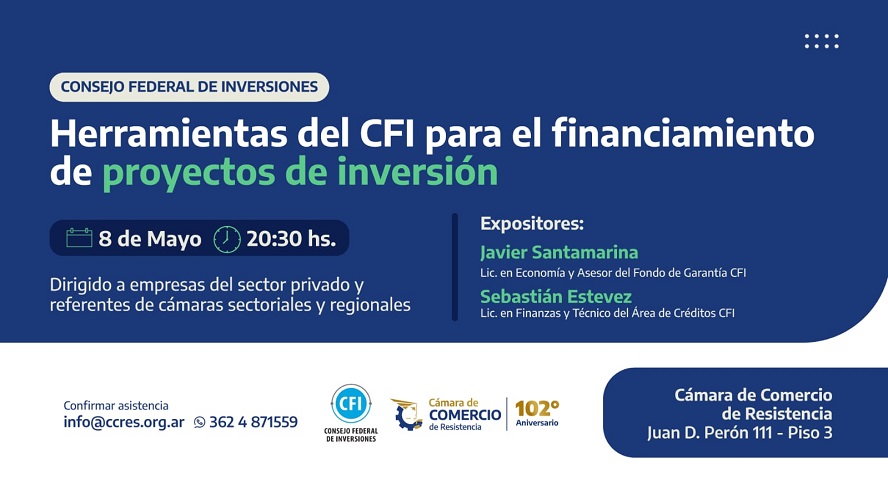 img-“Herramientas del CFI para el financiamiento de proyectos de inversión”, jornada en la Cámara de Comercio