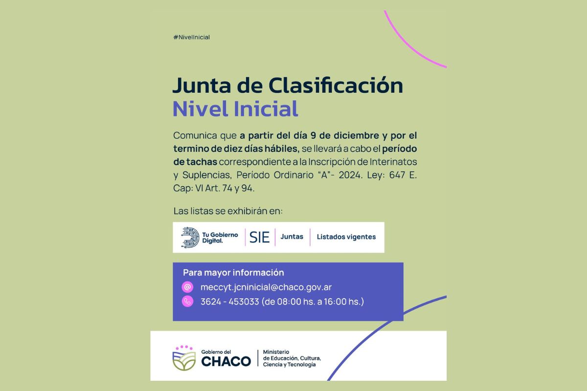 Abre el período de tachas de interinatos y suplencias del Nivel Inicial