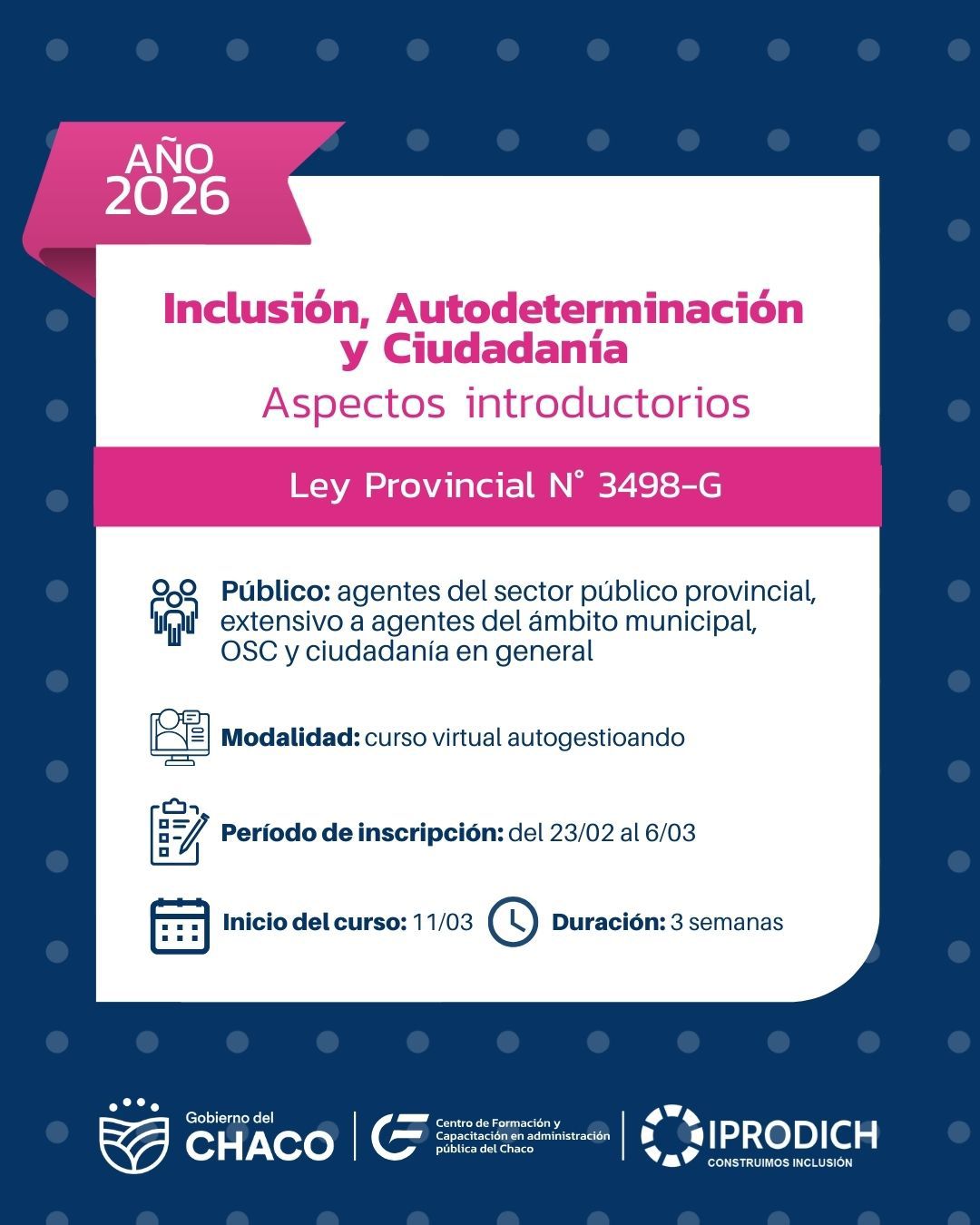 Iprodich y cefca invitan a inscribirse al curso virtual sobre inclusión, autodeterminación y ciudadanía