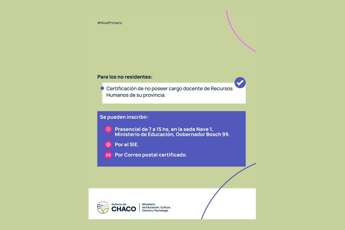 Inscripción extraordinaria para docentes de Nivel Primario