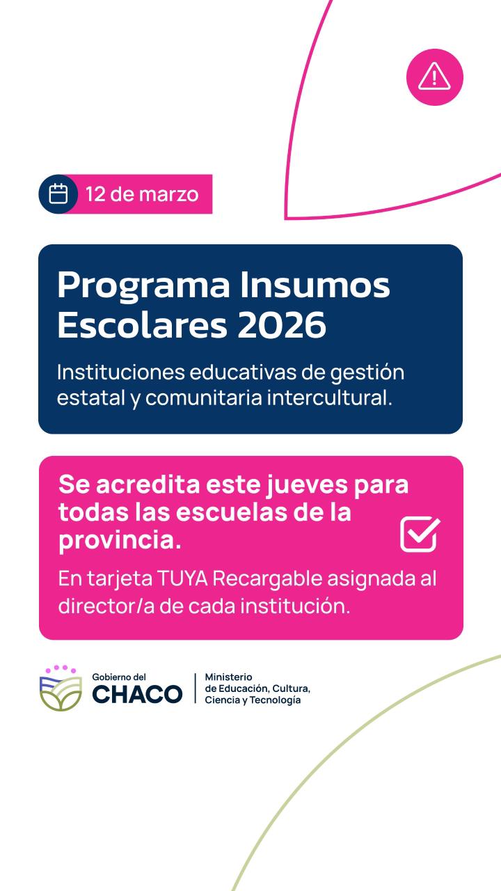 Este jueves 12 se depositará el fondo de Insumos Escolares en todas las escuelas de la provincia