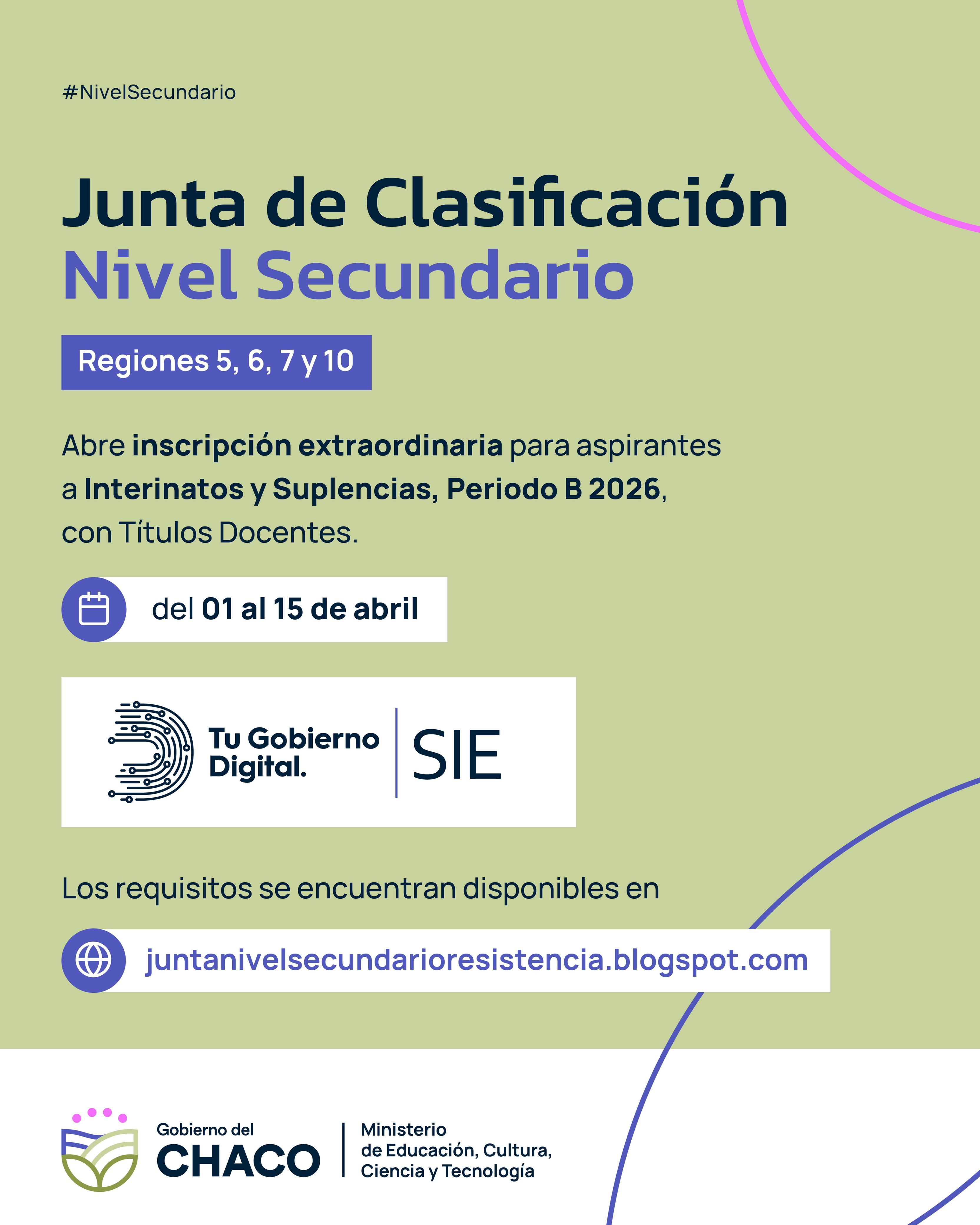 Nivel Secundario: abre inscripción a interinatos y suplencias período “b” 2026